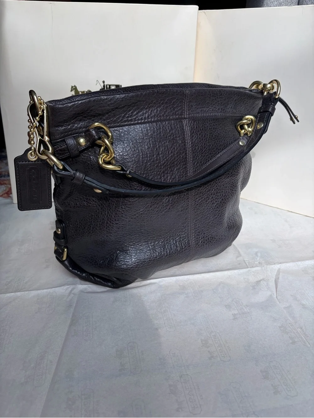 Vintage Coach Mahogany Brooke Leather Hobo Shoulder Bag Brass Hardware NWT